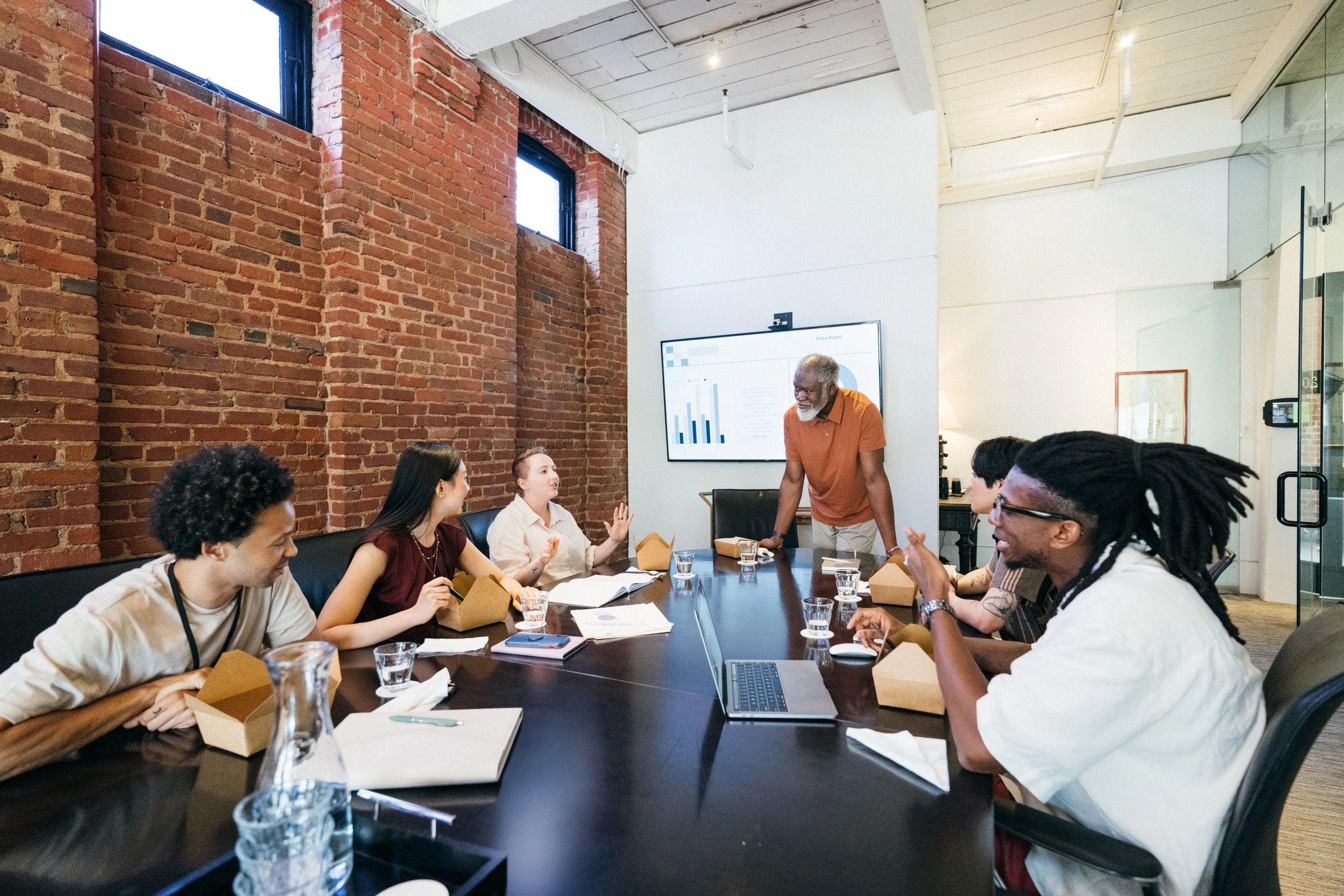 Law firm team collaborating in a conference room